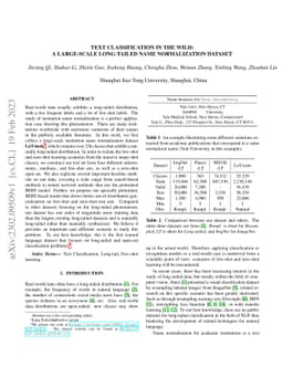 Text Classification in the Wild: a Large-scale Long-tailed Name
  Normalization Dataset