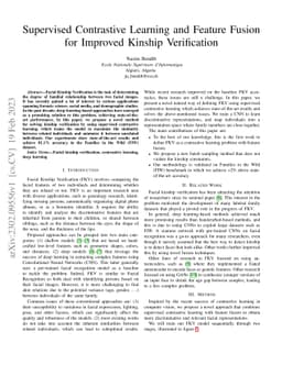 Supervised Contrastive Learning and Feature Fusion for Improved Kinship
  Verification