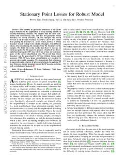 Stationary Point Losses for Robust Model