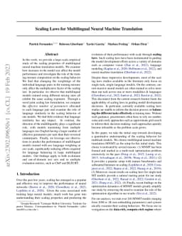 Scaling Laws for Multilingual Neural Machine Translation