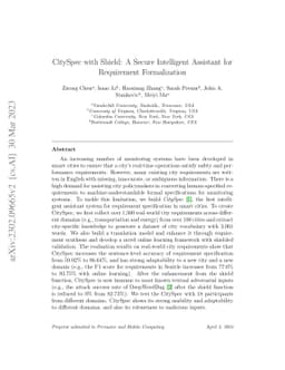 CitySpec with Shield: A Secure Intelligent Assistant for Requirement
  Formalization