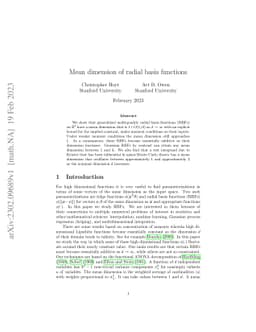 Mean dimension of radial basis functions