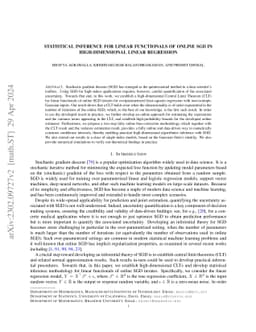 Statistical Inference for Linear Functionals of Online SGD in High-dimensional Linear Regression