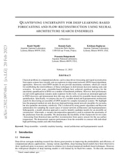 Quantifying uncertainty for deep learning based forecasting and
  flow-reconstruction using neural architecture search ensembles