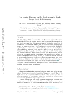Metropolis Theorem and Its Applications in Single Image Detail
  Enhancement