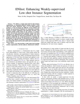 ENInst: Enhancing Weakly-supervised Low-shot Instance Segmentation