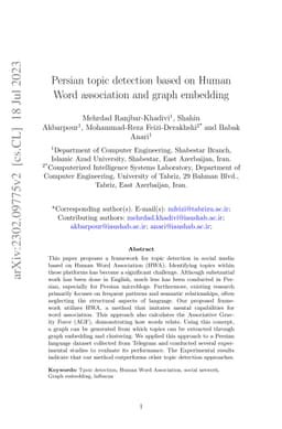 Persian topic detection based on Human Word association and graph
  embedding