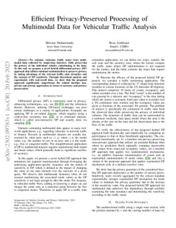 Efficient Privacy-Preserved Processing of Multimodal Data for Vehicular
  Traffic Analysis
