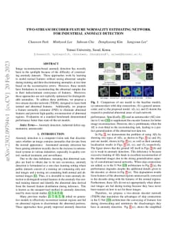 Two-stream Decoder Feature Normality Estimating Network for Industrial
  Anomaly Detection