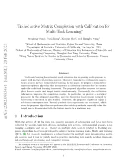 Transductive Matrix Completion with Calibration for Multi-Task Learning