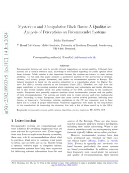 Mysterious and Manipulative Black Boxes: A Qualitative Analysis of
  Perceptions on Recommender Systems