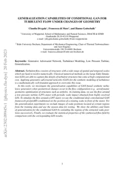 Generalization capabilities of conditional GAN for turbulent flow under
  changes of geometry