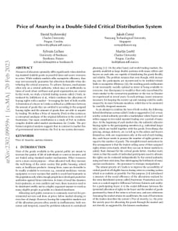 Price of Anarchy in a Double-Sided Critical Distribution System