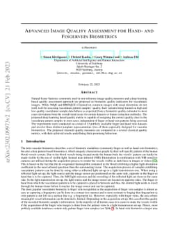 Advanced Image Quality Assessment for Hand- and Fingervein Biometrics