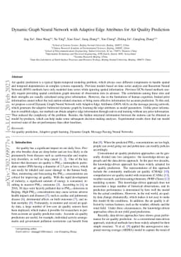 Dynamic Graph Neural Network with Adaptive Edge Attributes for Air
  Quality Predictions