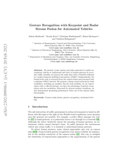 Gesture Recognition with Keypoint and Radar Stream Fusion for Automated
  Vehicles