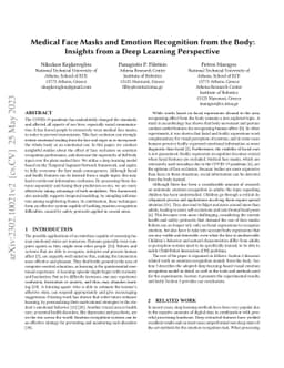 Medical Face Masks and Emotion Recognition from the Body: Insights from
  a Deep Learning Perspective