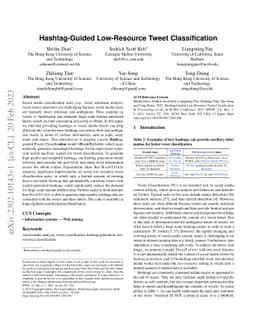 Hashtag-Guided Low-Resource Tweet Classification
