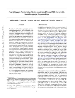NeuralStagger: Accelerating Physics-constrained Neural PDE Solver with
  Spatial-temporal Decomposition