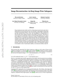 Image Reconstruction via Deep Image Prior Subspaces