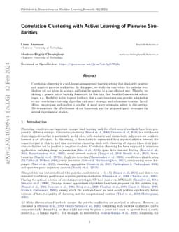 Correlation Clustering with Active Learning of Pairwise Similarities