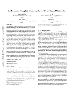 On Function-Coupled Watermarks for Deep Neural Networks