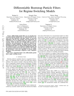 Differentiable Bootstrap Particle Filters for Regime-Switching Models