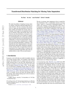 Transformed Distribution Matching for Missing Value Imputation