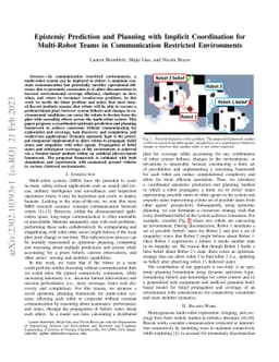 Epistemic Prediction and Planning with Implicit Coordination for
  Multi-Robot Teams in Communication Restricted Environments
