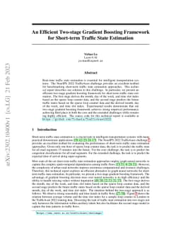 An Efficient Two-stage Gradient Boosting Framework for Short-term
  Traffic State Estimation