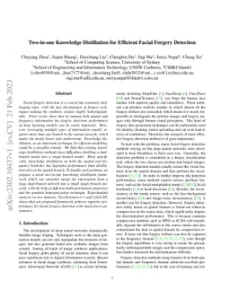 Two-in-one Knowledge Distillation for Efficient Facial Forgery Detection