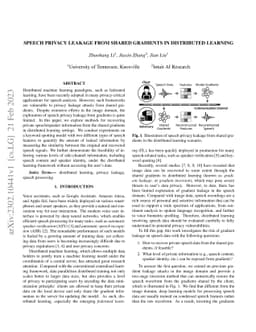 Speech Privacy Leakage from Shared Gradients in Distributed Learning