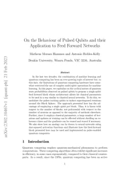 On the Behaviour of Pulsed Qubits and their Application to Feed Forward
  Networks