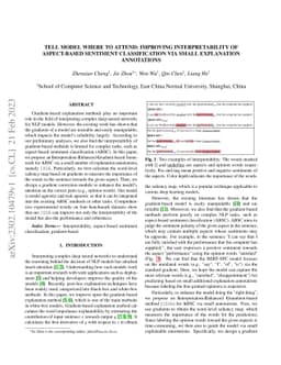 Tell Model Where to Attend: Improving Interpretability of Aspect-Based
  Sentiment Classification via Small Explanation Annotations