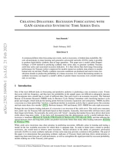 Creating Disasters: Recession Forecasting with GAN-Generated Synthetic
  Time Series Data