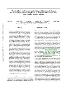 Weather2K: A Multivariate Spatio-Temporal Benchmark Dataset for
  Meteorological Forecasting Based on Real-Time Observation Data from Ground
  Weather Stations