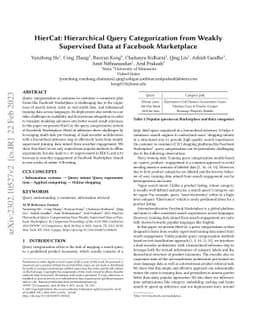 HierCat: Hierarchical Query Categorization from Weakly Supervised Data
  at Facebook Marketplace