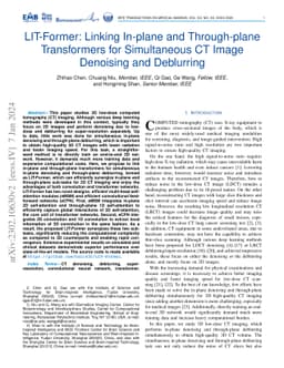 LIT-Former: Linking In-plane and Through-plane Transformers for
  Simultaneous CT Image Denoising and Deblurring