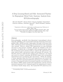 A Deep Learning-Based and Fully Automated Pipeline for Regurgitant
  Mitral Valve Anatomy Analysis from 3D Echocardiography
