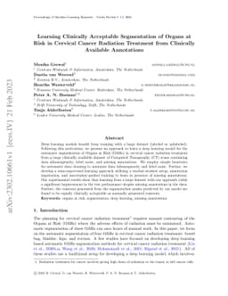 Clinically Acceptable Segmentation of Organs at Risk in Cervical Cancer
  Radiation Treatment from Clinically Available Annotations