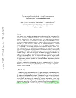 Declarative Probabilistic Logic Programming in Discrete-Continuous
  Domains