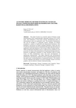 An inverse modeling method to estimate undertain spatial configurations
  from 2d information and time-based visual discriminations