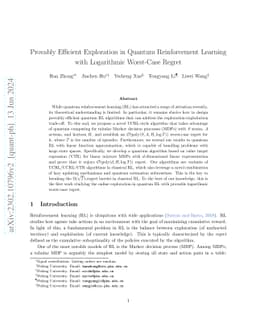 Provably Efficient Exploration in Quantum Reinforcement Learning with
  Logarithmic Worst-Case Regret