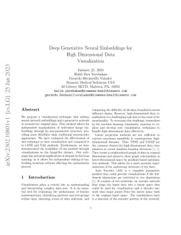 Deep Generative Neural Embeddings for High Dimensional Data
  Visualization