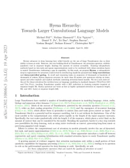 Hyena Hierarchy: Towards Larger Convolutional Language Models