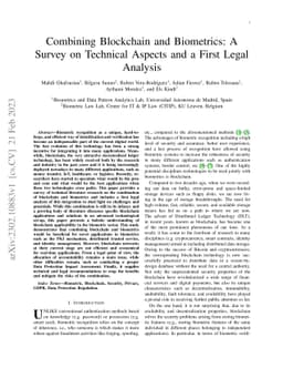 Combining Blockchain and Biometrics: A Survey on Technical Aspects and a
  First Legal Analysis
