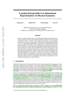 Learning Interpretable Low-dimensional Representation via Physical
  Symmetry
