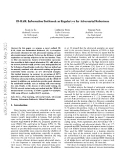 IB-RAR: Information Bottleneck as Regularizer for Adversarial Robustness