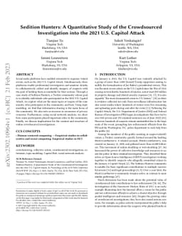 Sedition Hunters: A Quantitative Study of the Crowdsourced Investigation
  into the 2021 U.S. Capitol Attack