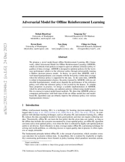 Adversarial Model for Offline Reinforcement Learning